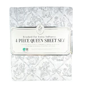 NEW Delphine BUNNY/SPRING Design Queen Sheet Set/4